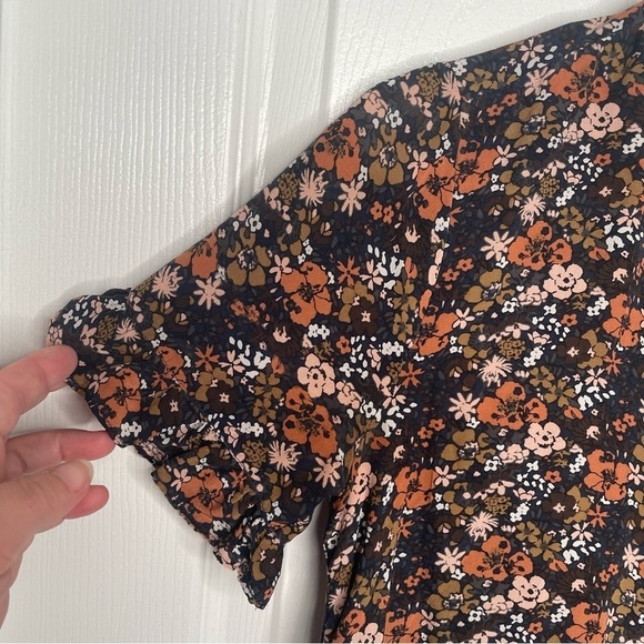 Madewell Silk Studio Ruffle-Hem Top Prairie Blossoms in Woodland Warm Nutmeg XS - Picture 9 of 14